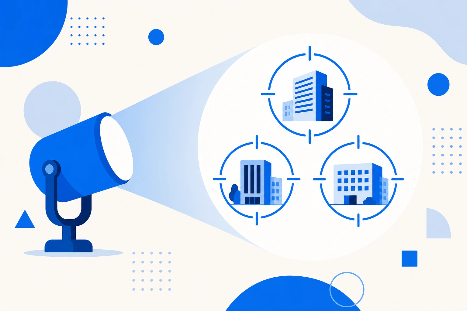 Ilustração de account-based marketing: um alvo com poucas contas de alto valor no centro, em vez de uma multidão de leads.
