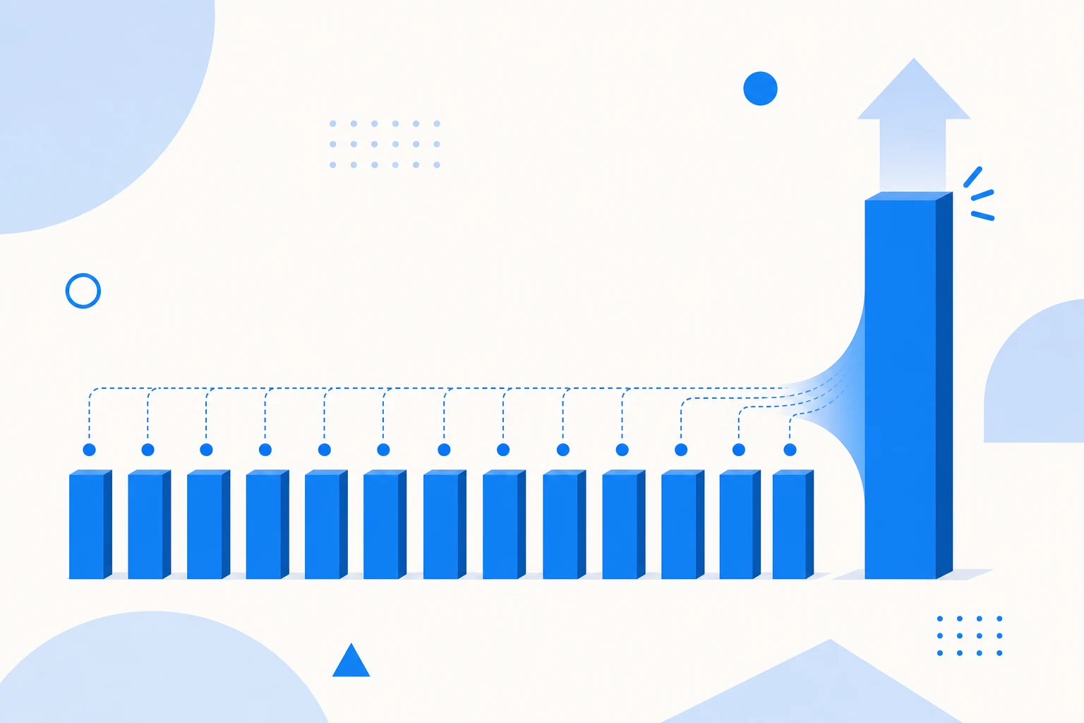 Ilustração de receita recorrente anual: doze meses de receita recorrente somados num total anual.
