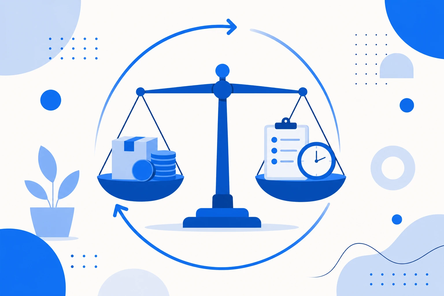 Ilustração de capital de giro: ativo circulante de um lado e passivo circulante do outro, com a diferença sustentando a operação.