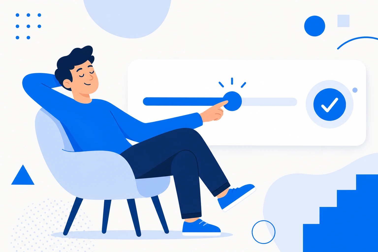 Ilustração do Customer Effort Score: um cliente avaliando quão fácil foi resolver uma tarefa numa escala de esforço.