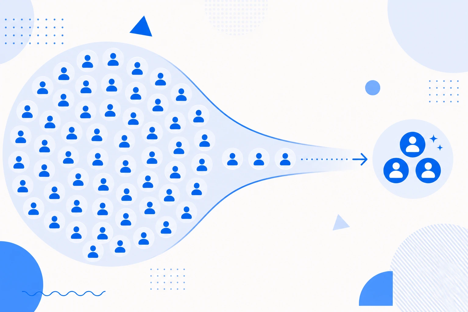 Ilustração da conversão de freemium: uma base grande de usuários gratuitos com uma pequena fração convertendo em pagantes.