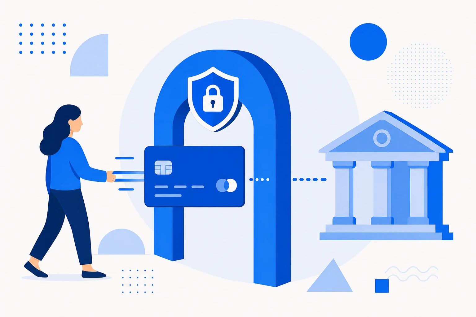 Ilustração de um gateway de pagamento: a ponte entre o checkout do cliente e o banco, autorizando a cobrança.