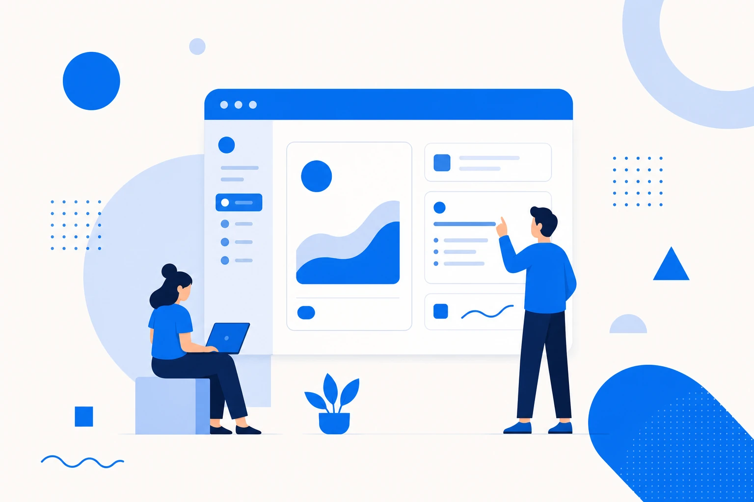 Ilustração de um MicroSaaS: um produto de software pequeno e focado servindo um nicho específico, operado por uma pessoa.