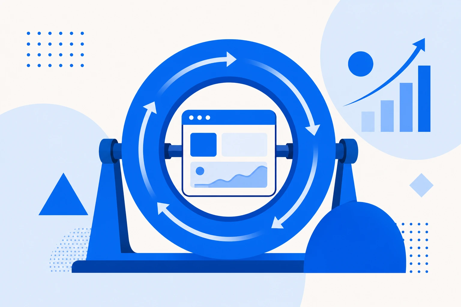 Ilustração de product-led growth: o produto no centro, funcionando como motor que puxa aquisição, ativação, conversão e expansão.