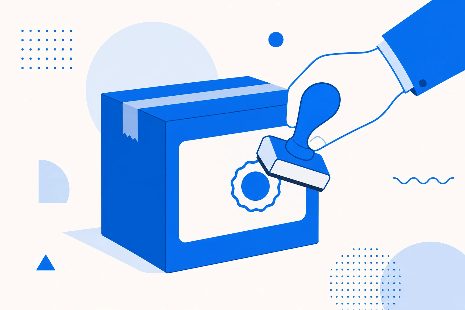 Ilustração do conceito de white-label: um produto genérico recebendo a marca de outra empresa antes de chegar ao cliente final.